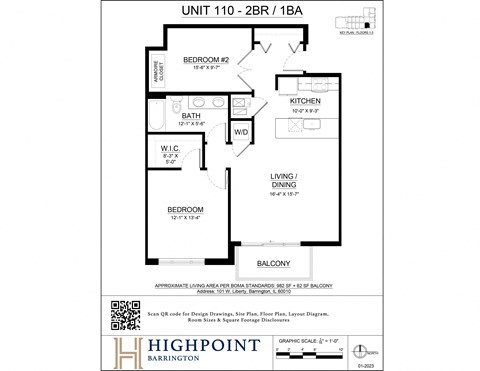 a floor plan of a unit with a bedroom and a bathroom